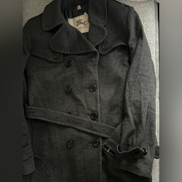 Burberry Gray Long Peacoat (Size 12) - Picture 5 of 8